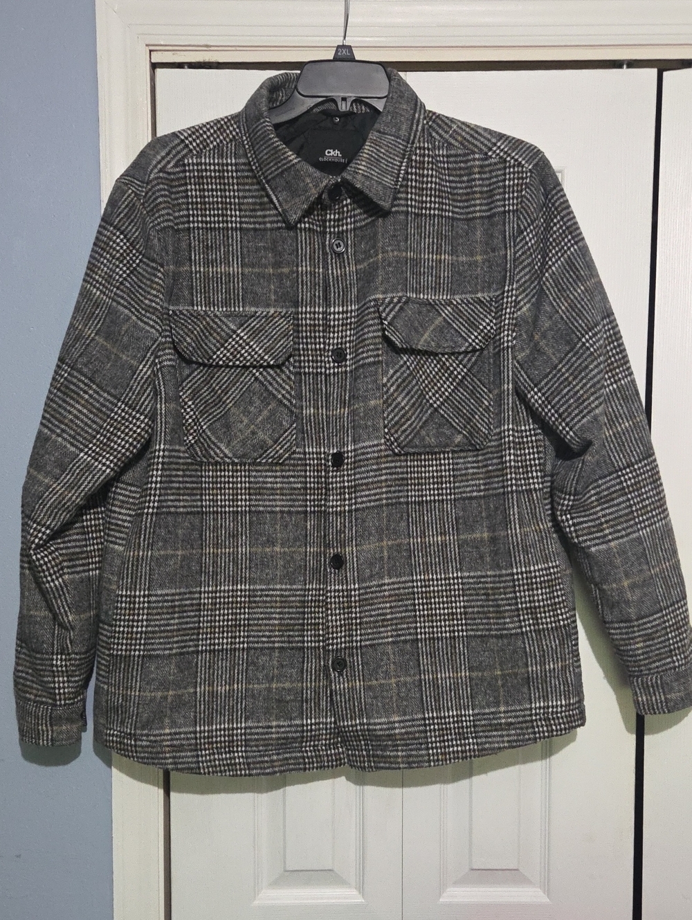 Clockhouse C & A Gray Plaid Shirt Jacket Wool Blend